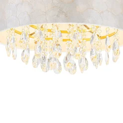 4-Light Crystal Accented Capiz Shell Drum Lantern Pendant