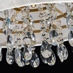 4-Light Crystal Accented Capiz Shell Drum Lantern Pendant