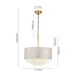 4-Light Crystal Accented Capiz Shell Drum Lantern Pendant