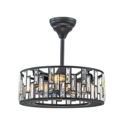 4-Light Crystal Accented Drum Cage Ceiling Fan Light