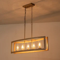 5-Light Curved Rectangle Frame Island Chandelier