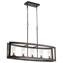 5-Light Curved Rectangle Frame Island Chandelier