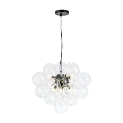 6-Light Dimmable Brass Cluster Clear Glass Bubble Sphere Chandelier
