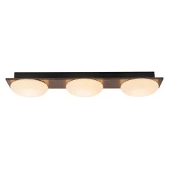 3-Light Dimmable LED Rustic Linear Flush Mount Light