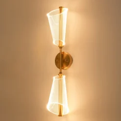 2-Light Dimmable LED Up Down Conical Vanity Wall Sconce