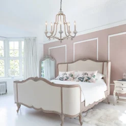 5-Light Distressed White Shabby Chic Candle Style Chandelier