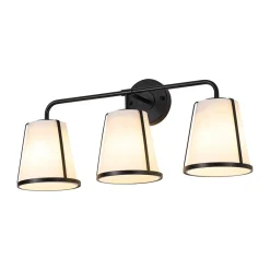 3-Light Fabric Conical Shade Vanity Wall Sconce