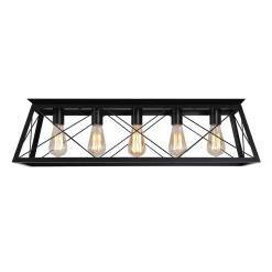 5-Light Farmhouse Rectangular Cage Semi Flush Mount
