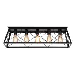 5-Light Farmhouse Rectangular Cage Semi Flush Mount