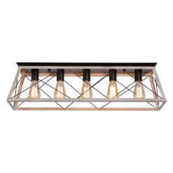 5-Light Farmhouse Rectangular Cage Semi Flush Mount