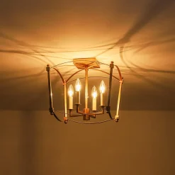 4-light French Antique Candle Style Lantern Semi Flush