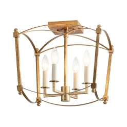 4-light French Antique Candle Style Lantern Semi Flush
