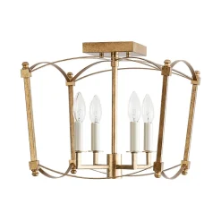 4-light French Antique Candle Style Lantern Semi Flush