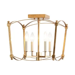 4-light French Antique Candle Style Lantern Semi Flush