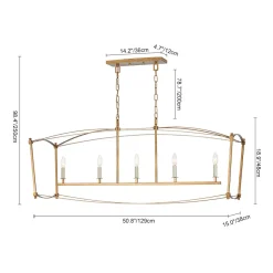 5-light French Antique Candle Wide Lantern Island Chandelier