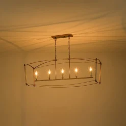 5-light French Antique Candle Wide Lantern Island Chandelier
