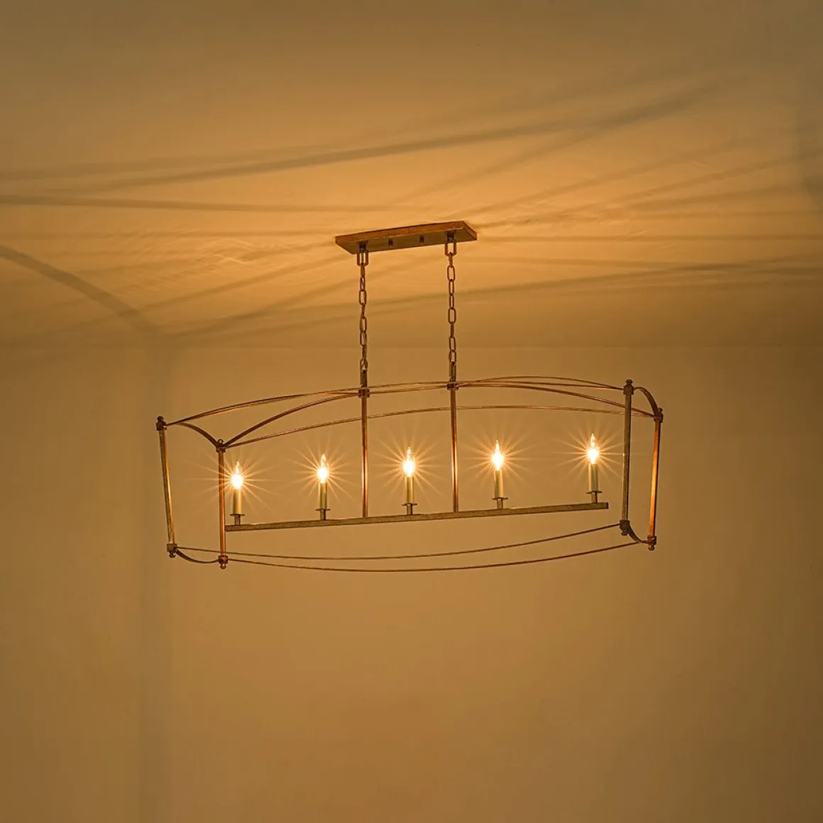 5-light French Antique Candle Wide Lantern Island Chandelier