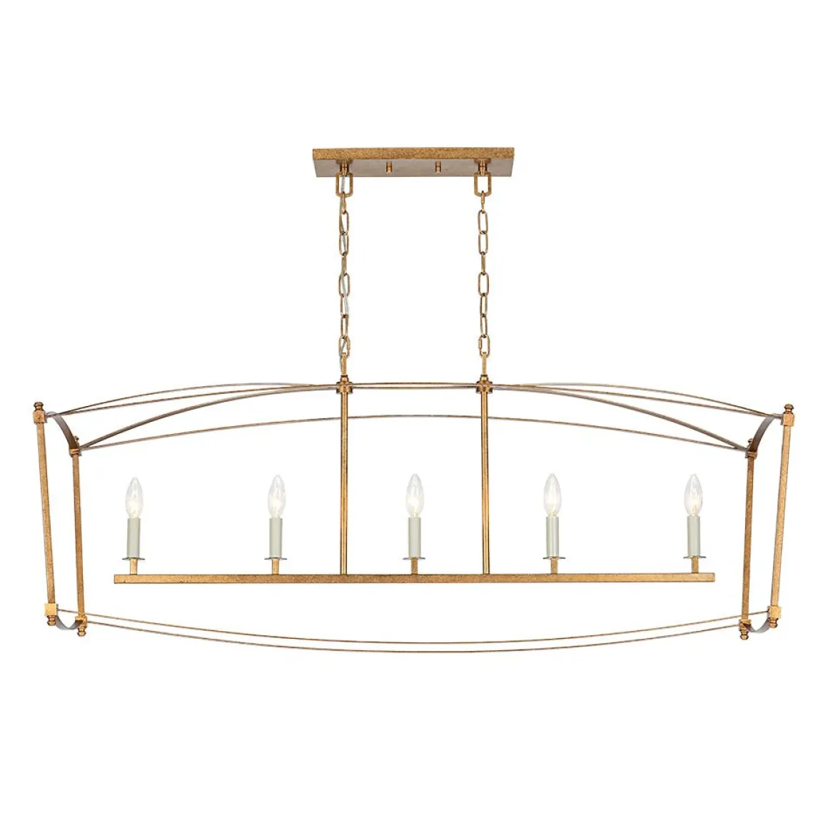 5-light French Antique Candle Wide Lantern Island Chandelier
