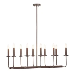 10-Light French Vintage Candle Style Linear Island Chandelier