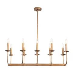 10-Light French Vintage Candle Style Linear Island Chandelier