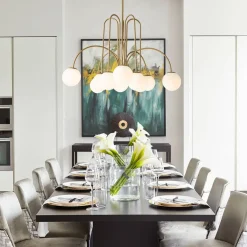 10-Light Frosted Glass Globe Bubble Chandelier