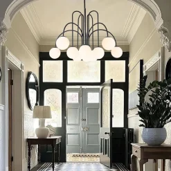 10-Light Frosted Glass Globe Bubble Chandelier