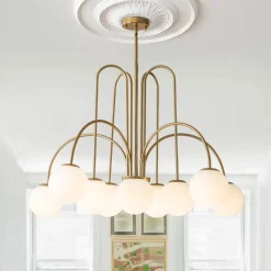 10-Light Frosted Glass Globe Bubble Chandelier