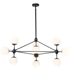 10-Light Frosted Glass Globe Geometric Chandelier