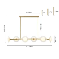 6-Light Frosted Glass Globe Linear Island Chandelier