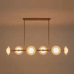 6-Light Frosted Glass Globe Linear Island Chandelier