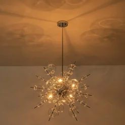 6-Light Glass Globe Bubble Sputnik Sunburst Chandelier
