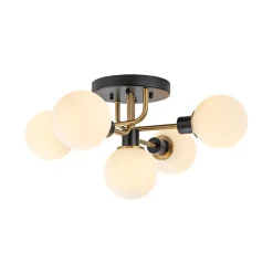 5-light Glass Globe Semi Flush Bubble Ceiling Light