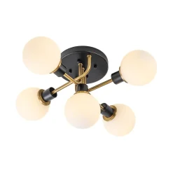 5-light Glass Globe Semi Flush Bubble Ceiling Light
