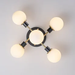 5-light Glass Globe Semi Flush Bubble Ceiling Light