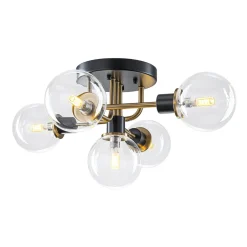5-light Glass Globe Semi Flush Bubble Ceiling Light
