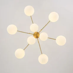 9-Light Goose Arm Opal Glass Bubble Tiered Chandelier