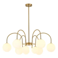 9-Light Goose Arm Opal Glass Bubble Tiered Chandelier