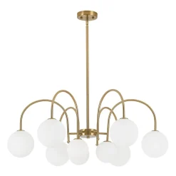 9-Light Goose Arm Opal Glass Bubble Tiered Chandelier