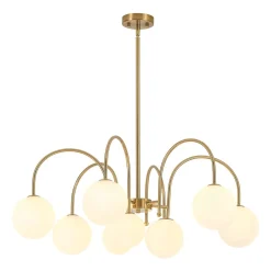 9-Light Goose Arm Opal Glass Bubble Tiered Chandelier