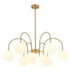 9-Light Goose Arm Opal Glass Bubble Tiered Chandelier