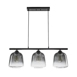 3-Light Gradual Smoked Glass Shade Linear Island Pendant