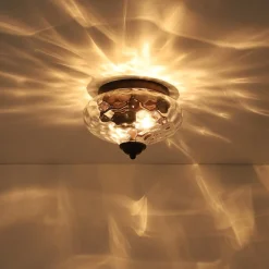2-light Hammered Glass Flush Mount Ceiling Light