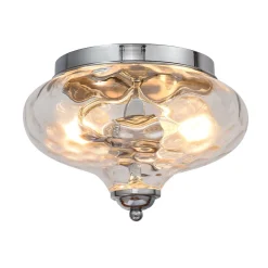 2-light Hammered Glass Flush Mount Ceiling Light