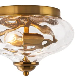 2-light Hammered Glass Flush Mount Ceiling Light