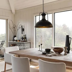 1-Light Industrial Dome Pendant Light