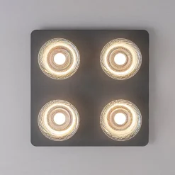 4-Light Iridescent Glass Bell LED Square Semi Flush Mount