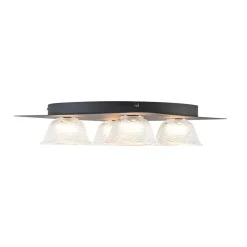 4-Light Iridescent Glass Bell LED Square Semi Flush Mount