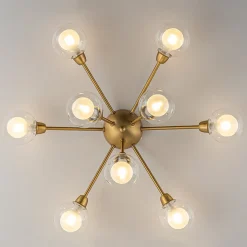 9-Light Layered Glass Bubble Sputnik Semi Flush Chandelier