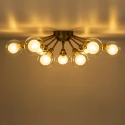9-Light Layered Glass Bubble Sputnik Semi Flush Chandelier