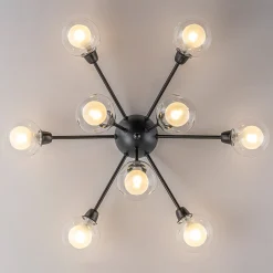 9-Light Layered Glass Bubble Sputnik Semi Flush Chandelier
